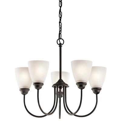 Jolie 22 in. 5-Light Olde Bronze Transitional Shaded Bell Chandelier for Dining Room