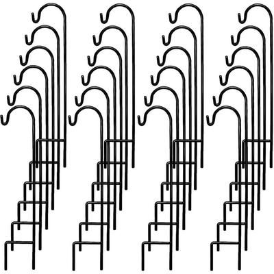 35 in. Black Metal Shepherd Hook, Super Strong, Rust Resistant Hook (24-Pack)