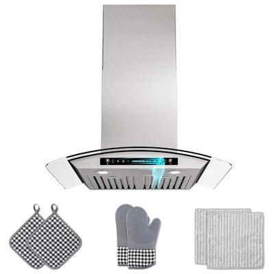 36 in. 900 CFM Ducted Wall Mount Downdraft System in Stainless Steel with Tempered Glass Touch and Gesture Control