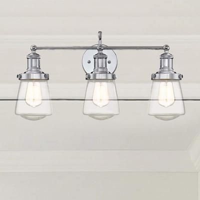Taylor 22.75 in. 3-Light Chrome Industrial Vanity Light with Clear Glass Shades