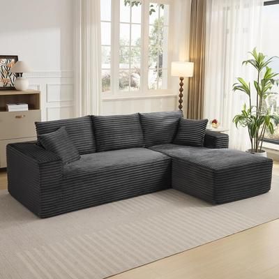 Garvee 108in Cloud Sectional Couch with L-Shape Chaise Modern Modular Sofa with Deep Seat Boneless Cloud Couches for Living Room Bedroom No Assembly