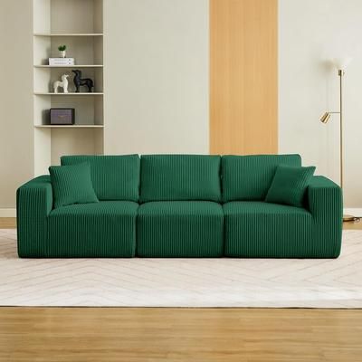 Garvee 108in Sectional Couch Cloud Modular Modern Linear Sofa with Chaise Lounge Corduroy Fabric No Assembly Required Convertible Compression Sleeper