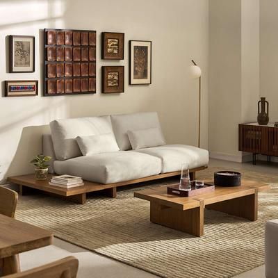 Performance Fabric 2 Seater Armless Sofa with Removable Covers - Grey, Dark Brown | Mori by Castlery, Furniture for Living Room, Grey, Dark Brown