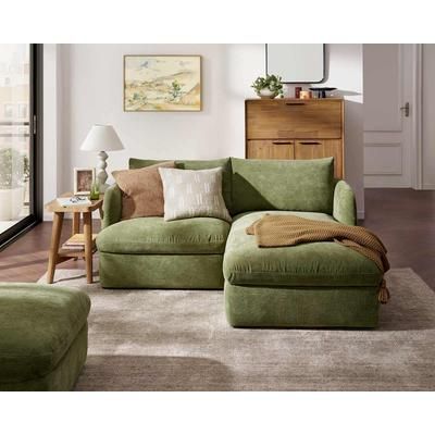 Ollie Storage Small Chaise Sectional Sofa, Right Facing, Moss Green, Removable Covers, Gaslift Storage