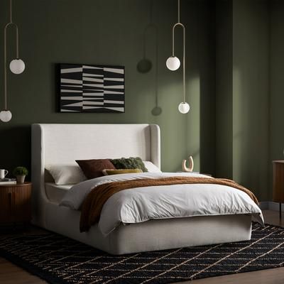 White Queen Size Bed Dalton by Castlery, Beige, Queen Size, Furniture