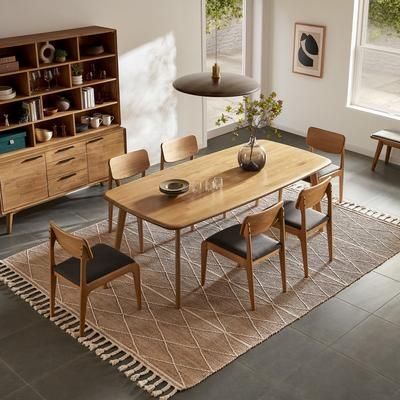 Oak Wooden Dining Table, Extended | Vincent by Castlery