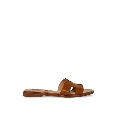 Steve Madden Hadyn Cognac Leather Sandals, Brown, 08 - Women's Shoes - PINK