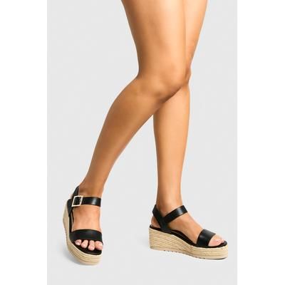 2 Part Espadrille Low Wedges, black