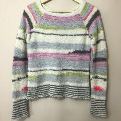Free People Sweaters | Free People Chunky Multi Color Striped Sweater | Color: Blue/White | Size: Xs