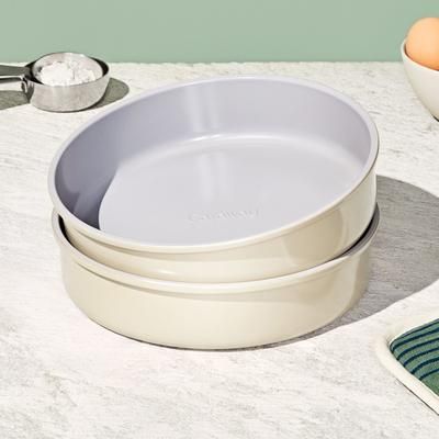 9" Circle Pan Duo In Cream | Non-Stick, Non-Toxic, Easy To Clean, Scratch Resistant Ceramic Bakeware | Oven Safe & Durable | Caraway