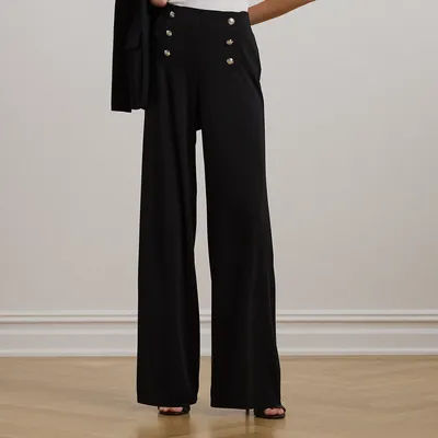 Ralph Lauren Stretch Jersey Wide-Leg Pant in Lauren Navy - Size S