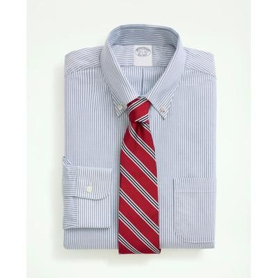 Brooks Brothers Men's American-Made Oxford Cloth Button-Down Stripe Dress Shirt | Blue | Size 17 34