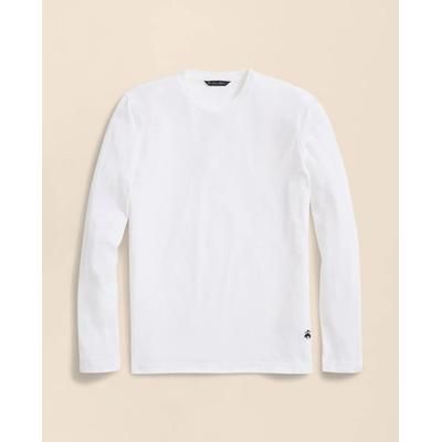 Brooks Brothers Men's Big & Tall Supima Cotton Long-Sleeve Logo T-Shirt | White | Size 1X Tall