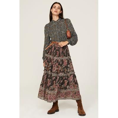 Boden Ruffle Jersey Shirt Grey-multicolored-print