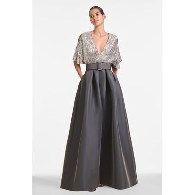 SIMONE GOWN - SILVER/CHARCOAL