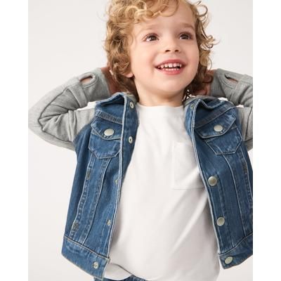 Midwash Blue/Gray Denim Jacket - 0-3 months