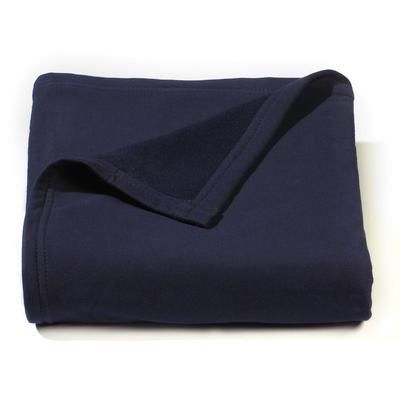 Jersey Fleece Custom Embroidered Throw Blanket - Navy Blue - One Size