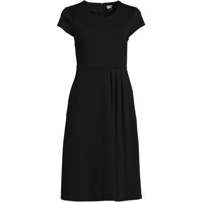 Women's Cap Sleeve Box Pleat Ponte Dress - Black - 4