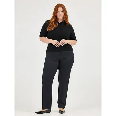 Lee Wrinkle Free Relaxed Straight Pants Black (Size 24W x 29 Inches (P))