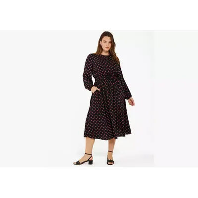 Kate Spade Heartfelt Geo Midi Dress, Black - Small