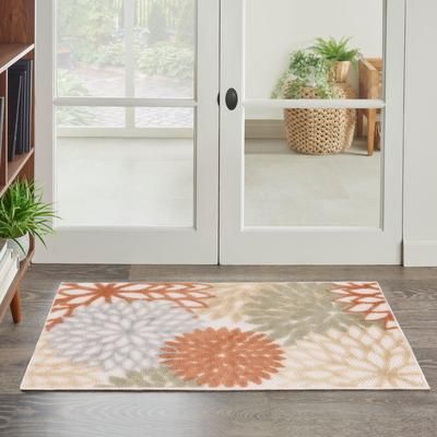 Nourison Home Splash 2'8" X 4' Dahlia Floral Indoor/Outdoor Area Rug, Ivory/Multi