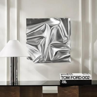 Modern Glam Silver Liquid Metal Wall Art | Mirrored Abstract Decor | Z Gallerie | 23.6"W x 4.7"D x 23.6"H | Reflective Statement