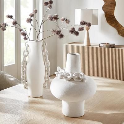 Links Vase | White | Z Gallerie | Small 12.25"Diameter x 15.75"H | Stoneware
