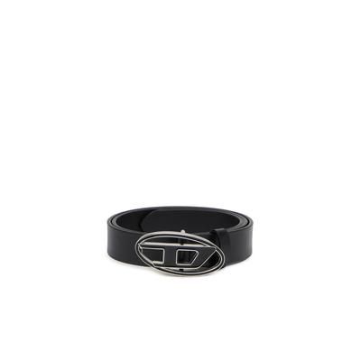 Diesel - 2.4cm leather belt with enamelled Oval D buckle - Belts - Woman - Black
