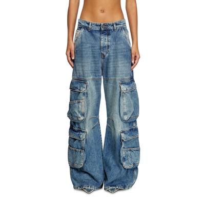 Diesel Relaxed Jeans Low Waist 1996 D-Sire, Medium blue, Button fly