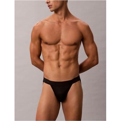 Calvin Klein Men's Microfiber Lace Jock Strap in Black 86% Nylon/14% Elastane