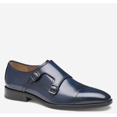 Johnston & Murphy Men's Sullivan Double-Buckle Cap Toe - Navy Italian Calfskin - Size 9 - M