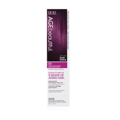 AGEbeautiful 5V Medium Plum Brown Permanent Liqui-Creme Hair Color 2 oz
