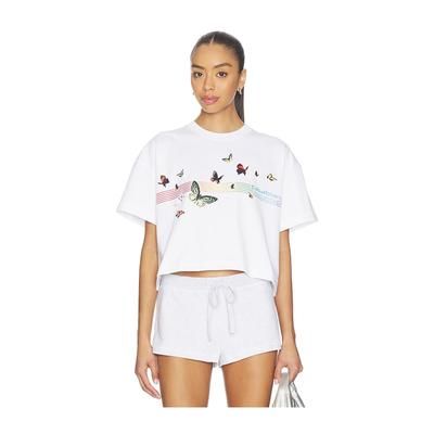 Casablanca Butterfly Boxy Cropped T-shirt in White. - size M (also in XS, S)