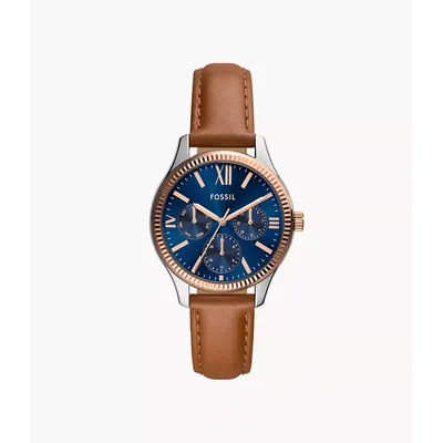 Rye Multifunction Brown Leather Watch