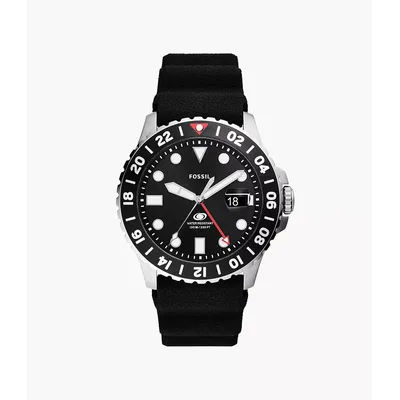 Fossil Blue Gmt Black Silicone Watch