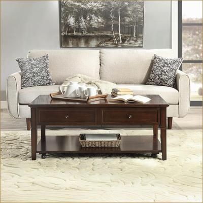 Watnature Walnut Lift Top Coffee Table with Rolling Storage Shelf Space Saving Living Room Centerpiece one_size | S4N9DE827LYC