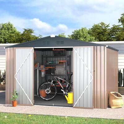 AECOJOY Shed 10'x10' Storage Sheds one_size in Gray | 16322GR-LS02