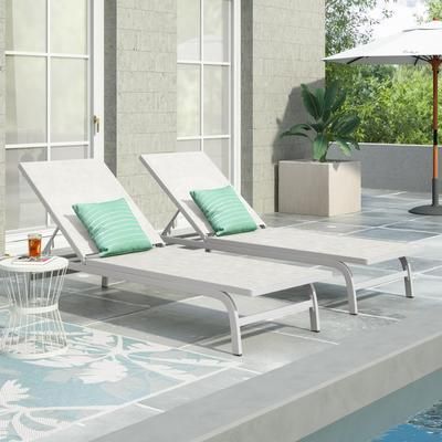 Watnature Outdoor Chaise Lounges 2 Pack Snow White Aluminum Frame Nylon Mesh Snow White one_size | UTYBI6FKZ02O