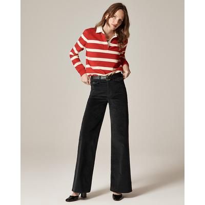 Petite wide-leg trouser in washed velvet
