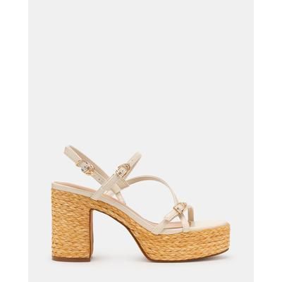Steve Madden Women's Jayce Raffia Block Heel Sandals - White - Size 8 - Synthetic