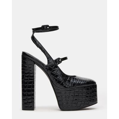 Steve Madden Women's Scotlyn Block Heels - Black Crocodile - Size 8.5 - Synthetic