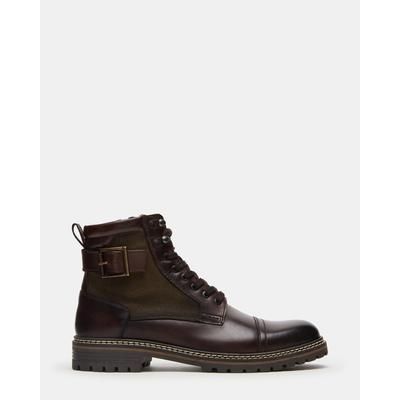 Steve Madden Men's Reid Lace-Up Boots - Dark Brown - Size 10.5 - Leather