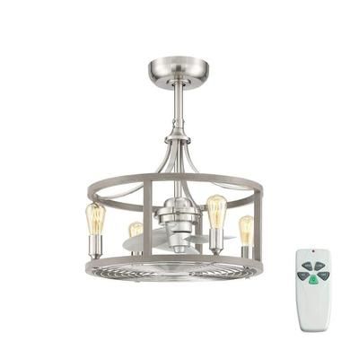 Bardeau Indoor/Outdoor 21-1/2 in. Brushed Nickel Dual Mount Farmhouse Ceiling Fan with Light Kit and Remote Control