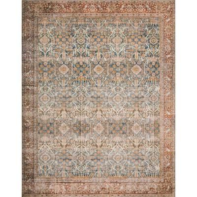 Layla Ocean/Rust 2 ft. 6 in. x 12 ft. Distressed Bohemian Printed Runner Rug
