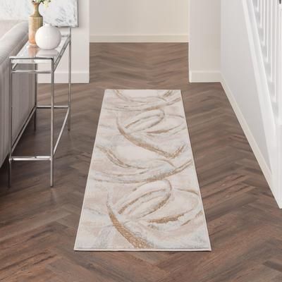 Nourison Home Brushstrokes 2'2" x 7'6" Area Rug, Beige/Gray