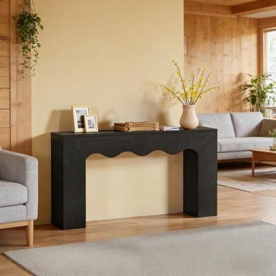Blisstyle Wavy Edge Style Sofa Table Console Table Entryway Table Farmhouse Long Console Tables Decor for Entryway Living Room With Storage Behind