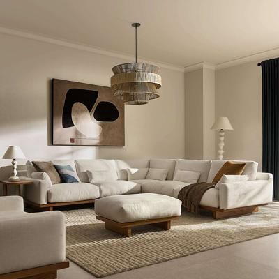 Performance Fabric L-Shaped Sectional Sofa with Removable Covers and Ottoman - Grey, Dark Brown | Mori by Castlery, Modular, Performance Fabric