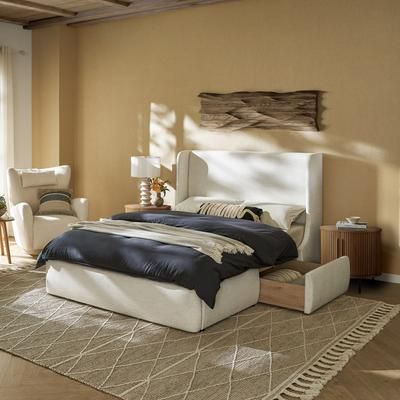 Beach Linen Storage Queen Bed | Dalton by Castlery, Queen Size, Furniture Storage Bed