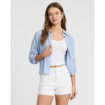 Express Women's High Waisted Raw Hem 2" Inseam Vintage Jean Shorts in White