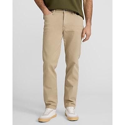 Express Men's Slim Straight Khaki Hyper Stretch Jeans in Neutral, size: W34 L34